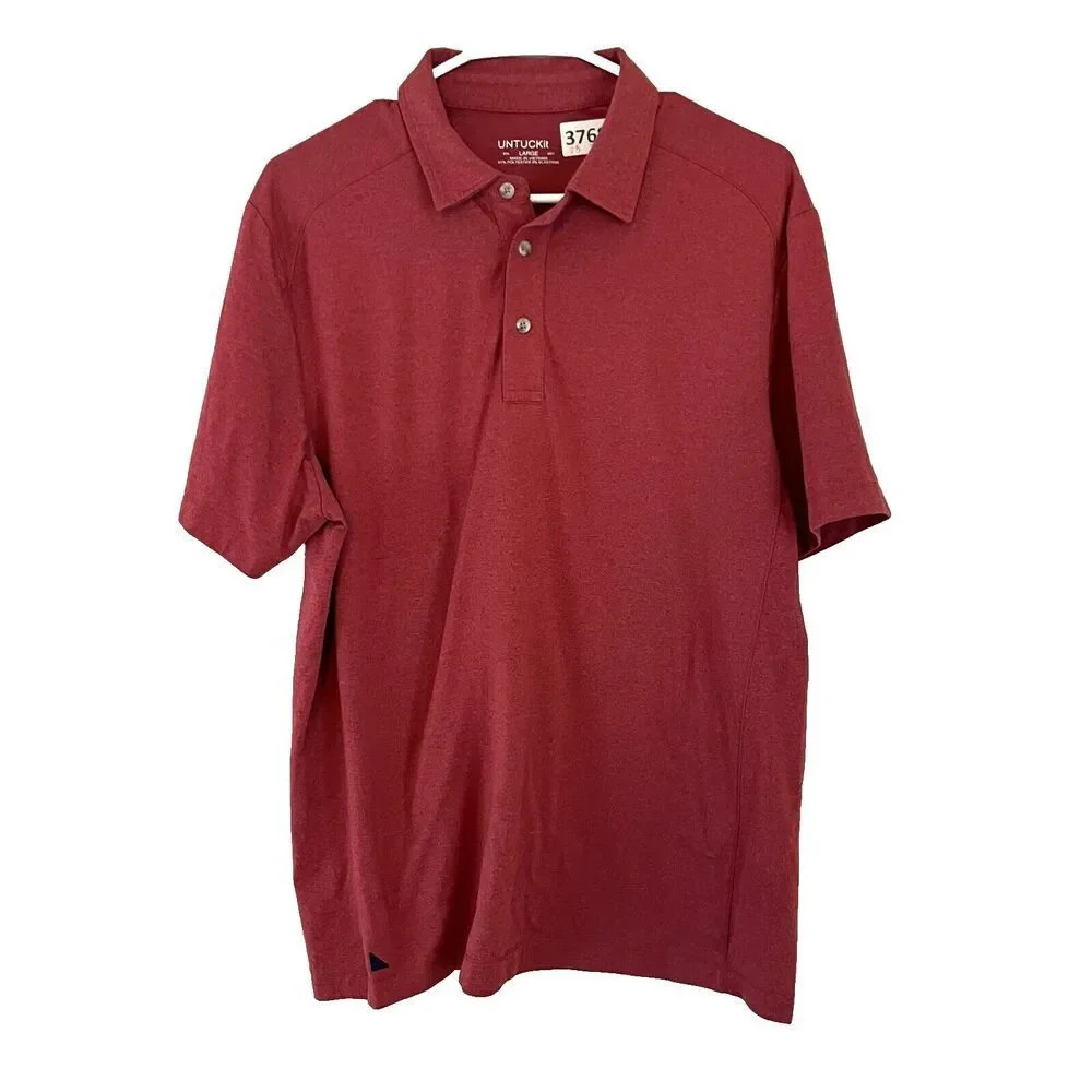 UNTUCKit Mens Red Polo Golf Shirt L Solid Preppy Normcore America Short Sleeve